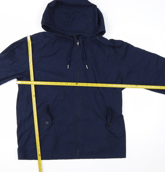 Uniqlo Men's Blue Cotton Hooded Windbreaker Jacket L