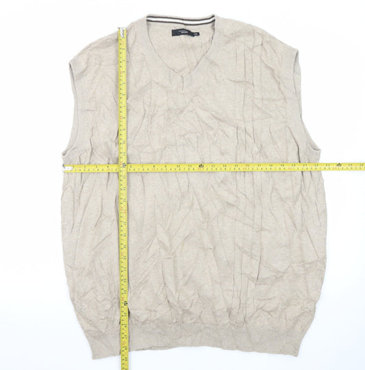 Thomas Nash Men's Beige 2XL V-Neck Sleeveless Cotton Blend Vest