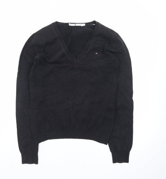 Tommy Hilfiger Men’s Black V-Neck Cotton Pullover Jumper XS