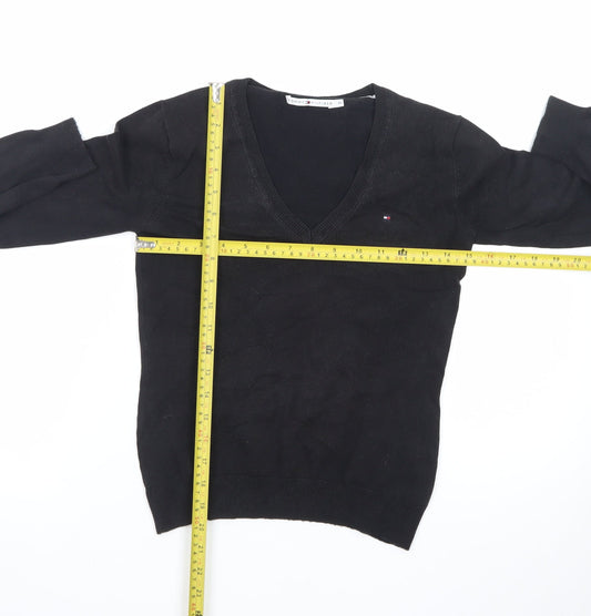 Tommy Hilfiger Men’s Black V-Neck Cotton Pullover Jumper XS