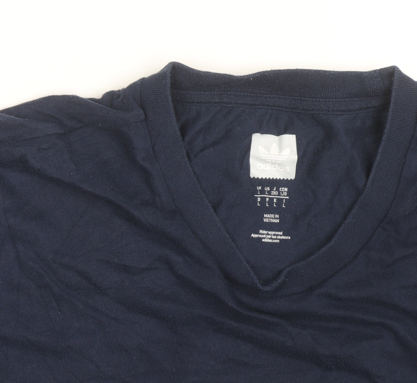 Additional view of Adidas Men's Navy Blue Short Sleeve Crew Neck Cotton T-Shirt, size L