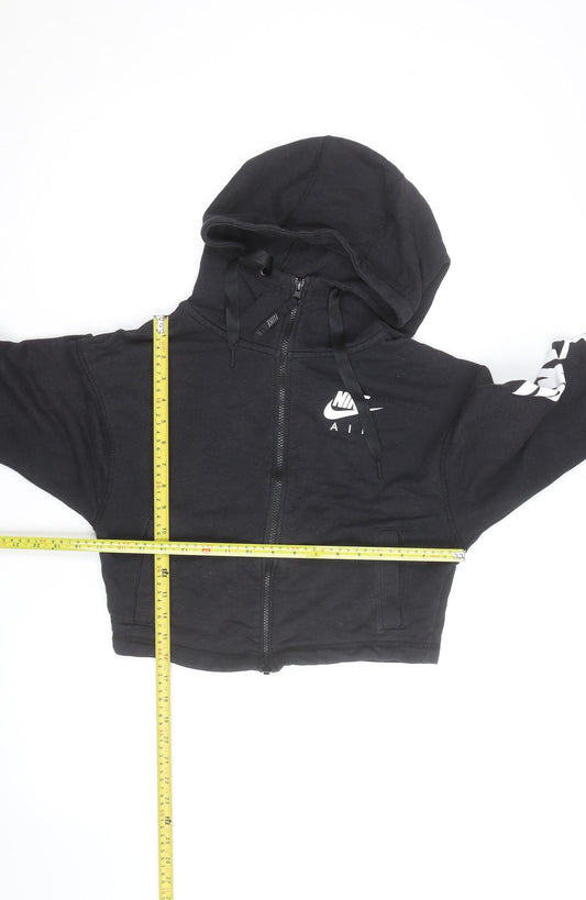Nike Air Womens Black Cropped Full Zip Hoodie Size S