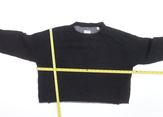 Jack Wills Womens Black UK 10 Cropped Pullover Sweatshirt