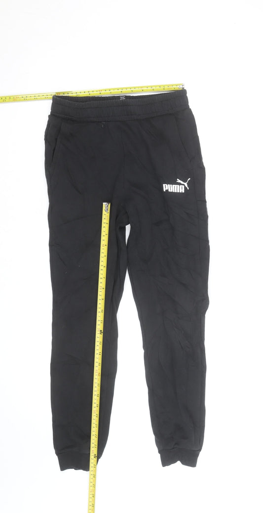 Puma Boys Black Jogger Sweatpants 10 Years Regular Fit Fleece Activewear