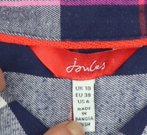 Joules Women's Blue Check Cotton Long Sleeve Button-Up Shirt UK 10