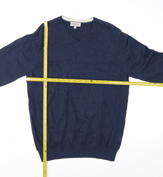 Haworth Mens Blue V-Neck Cotton Pullover Jumper M