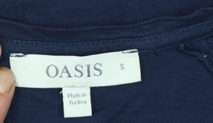 Oasis Women Blue Sleeveless Crew Neck Cotton Camisole Top Size S