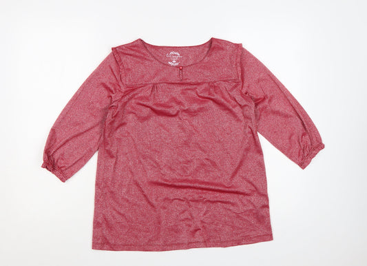 Additional front view of Lee Cooper Women's Red Tunic Blouse M 3/4 Sleeve Stretch Top