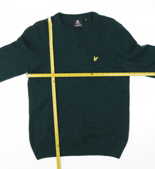 Lyle & Scott Men's Green Wool Crew Neck Jumper Size L