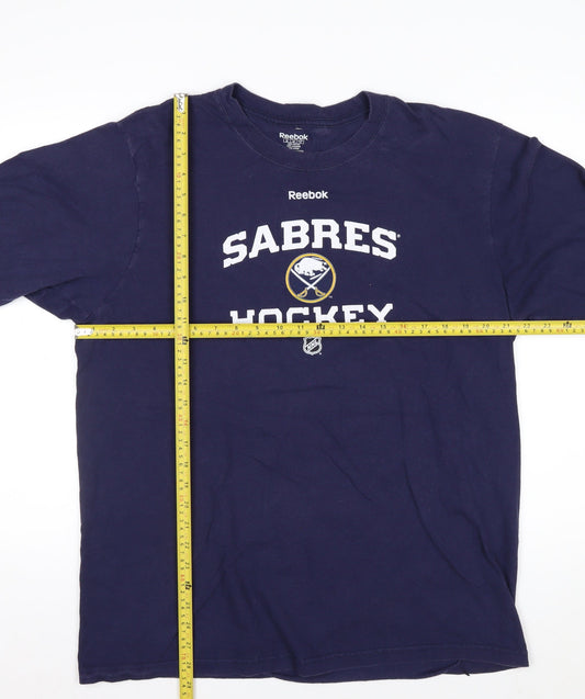 Reebok Men Blue XL Long Sleeve Sabres Hockey Cotton Top