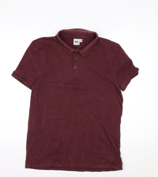 ASOS Men’s Red Cotton Stretch Polo Shirt Size M Regular Fit
