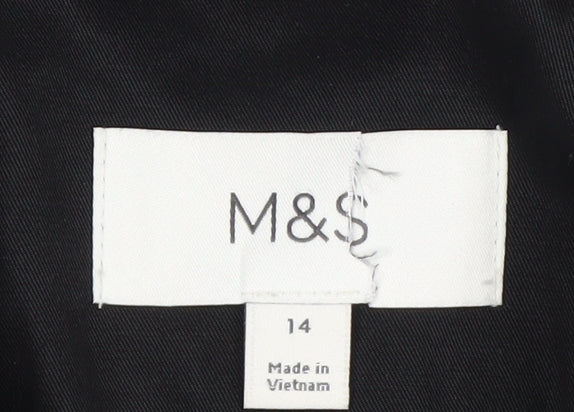 Marks and Spencer Women's Black Trench Coat Size 14 Belted Long Classic