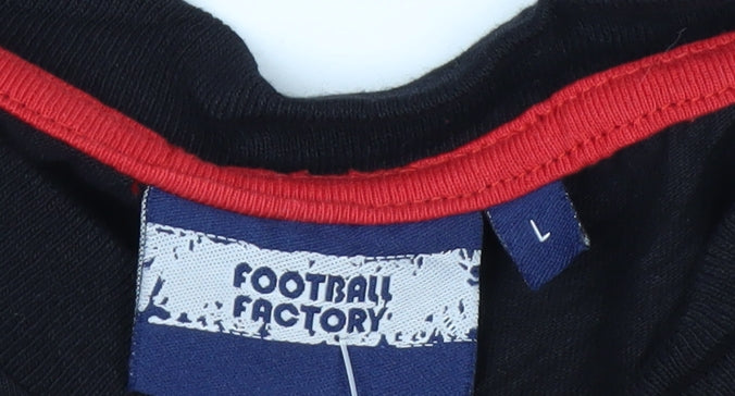 Football Factory Men's Black L Cotton Sports T-Shirt