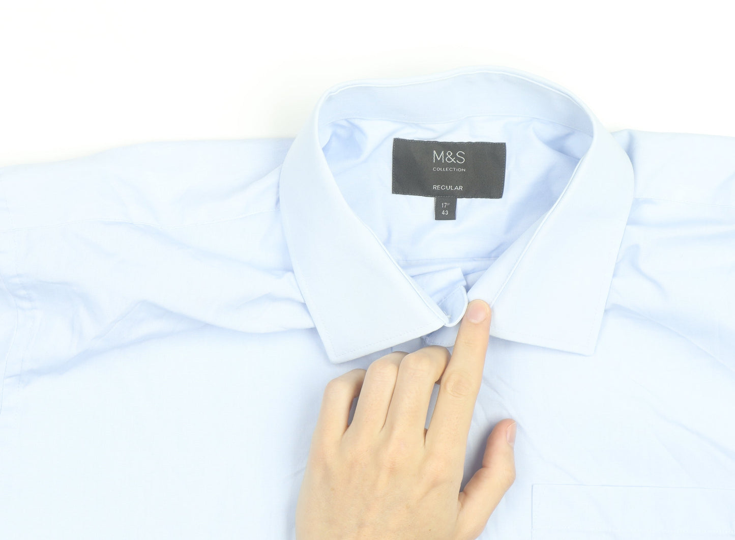 Marks and Spencer Men's Blue Regular Fit Short Sleeve Shirt Size 17