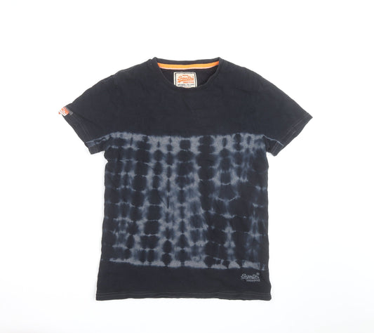 Superdry Men's Black Tie Dye Vintage Slim Fit T-Shirt Size S