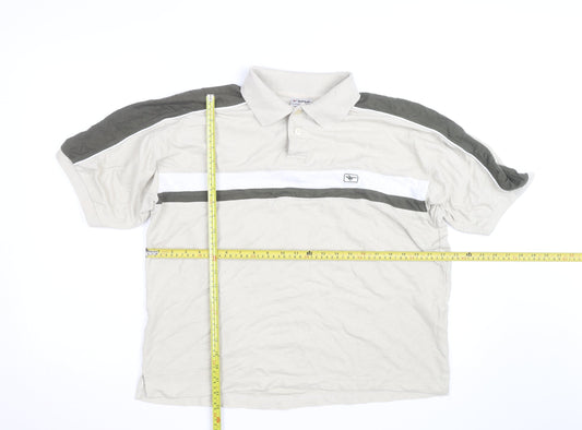 Gola Men’s Beige Colourblock Polo Shirt Size L Short Sleeve Cotton
