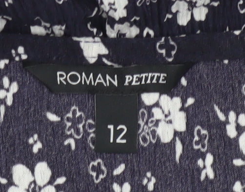 Additional view of Roman Petite Women’s Blue Floral Fit & Flare Knee Length Dress, size UK 12