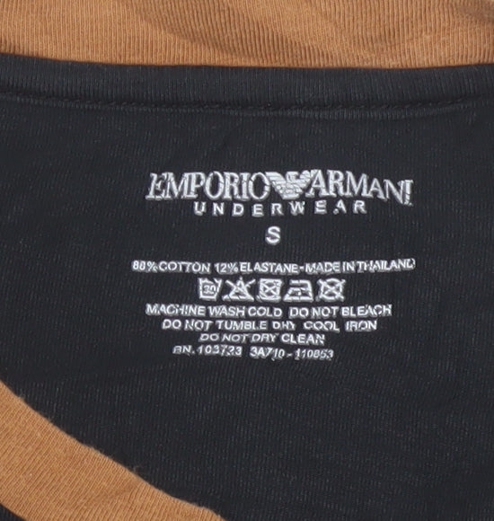 Brand and care label for Emporio Armani Men’s Black Slim Fit Crew Neck T-Shirt S