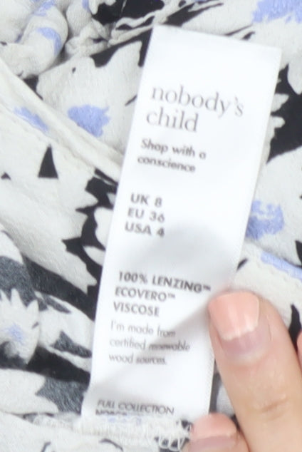 Brand and care label for Nobody’s Child Women’s Black Floral Jumpsuit UK 8 EcoVero Viscose