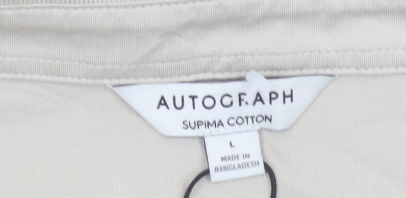 Marks and Spencer Men's Beige Supima Cotton Polo Shirt L