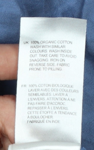 White Stuff Women Blue Size 16 A-Line Cotton Short Sleeve Knee Length Dress