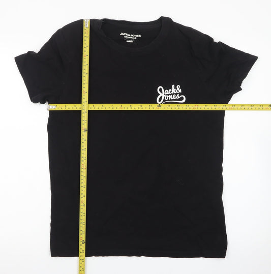 Jack & Jones Originals Men's Black Regular Fit Cotton T-Shirt Size S