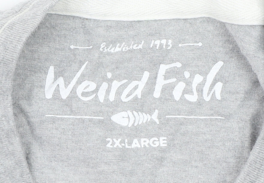 Weird Fish Men's Grey Long Sleeve Graphic T-Shirt 2XL Classic Fit