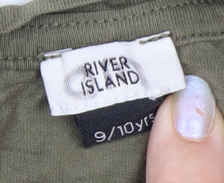 Additional view of River Island girls’ khaki gold print short sleeve t-shirt 9-10 years