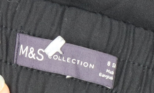 Marks and Spencer Women’s Black Size 8 Wide-Leg Cropped Trousers