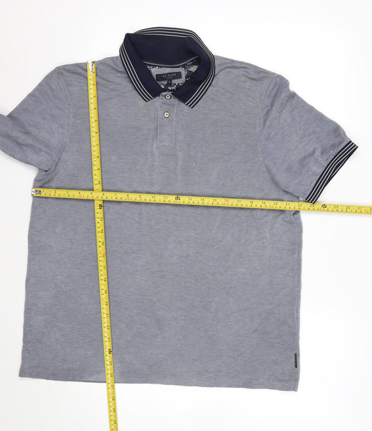 Ted Baker Men's Grey Polo Shirt Size L Modal Blend Short Sleeve