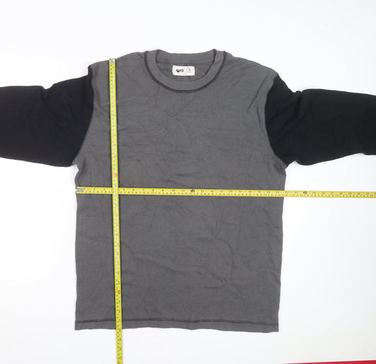 Hollister Men's Grey Waffle-Knit Long Sleeve Pullover Jumper XL