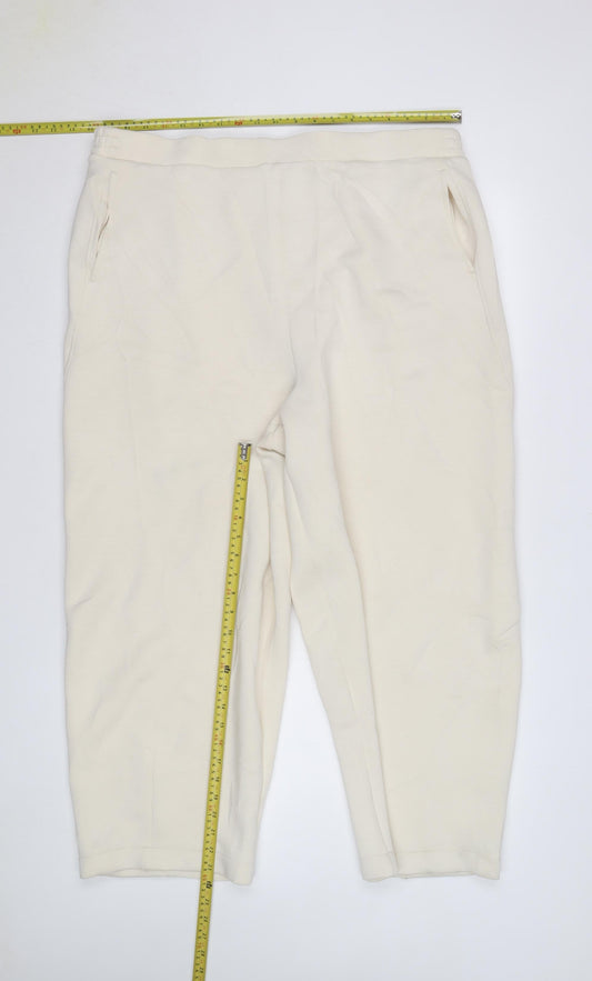 Marks and Spencer Women Beige Regular Cropped Jogger Trousers Size 12