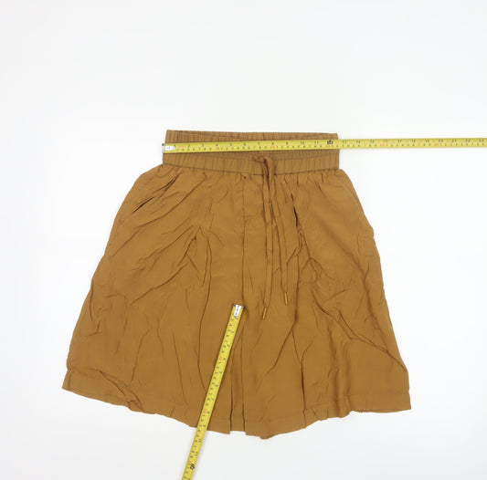 DKNY Women Brown XS Paperbag Shorts Lightweight Viscose Drawstring