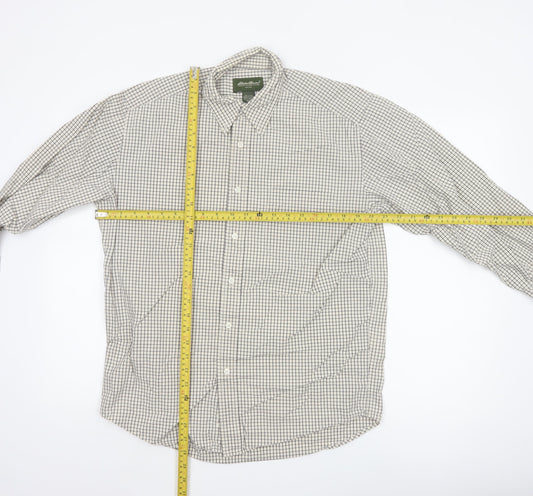 Eddie Bauer Men's White Check Cotton Button-Up Shirt Size S