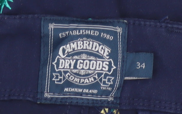 Cambridge Dry Goods Men's Blue Pineapple Embroidered Chino Shorts Size 34