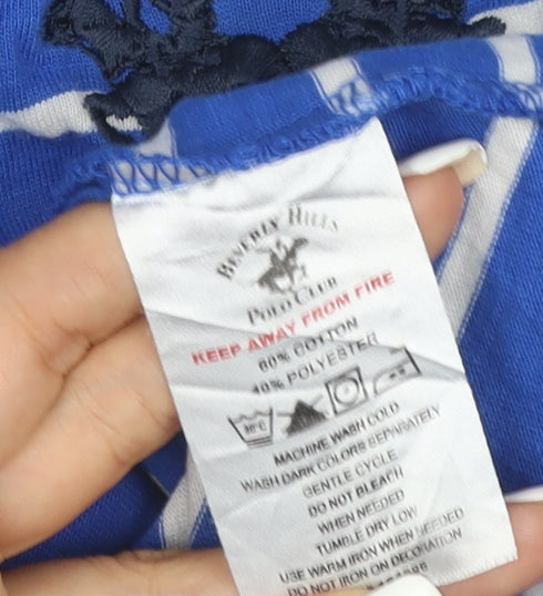 Additional view of Beverly Hills Polo Club boys’ blue striped t-shirt 7-8 years short sleeve