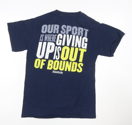Reebok Men's Navy Blue Graphic Print Cotton T-Shirt S