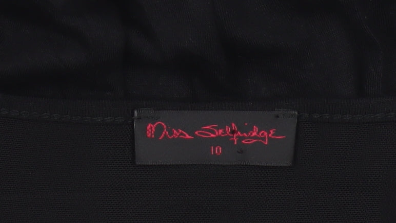 Additional view of Miss Selfridge Women’s Black A-Line Sheer Long Sleeve Dress, size UK 10