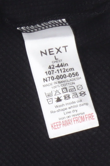 Next Men’s Black Henley Short Sleeve Cotton T-Shirt Size L