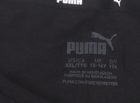 Additional view of Puma girls’ black short sleeve crew neck logo t-shirt, size 15-16, years