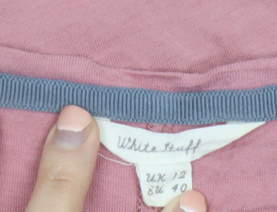 White Stuff Womens Pink Short Sleeve Scoop Neck Cotton Modal T-Shirt Size 12