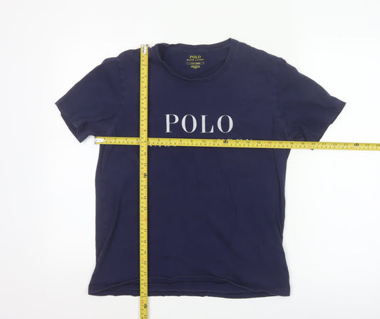 Ralph Lauren Boys Blue Logo Cotton T-Shirt Size S Short Sleeve