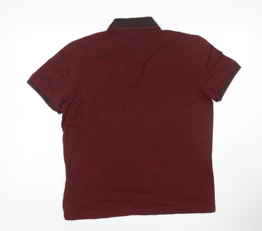Hugo Boss Men's Red Regular Fit Cotton Polo Shirt Size XL