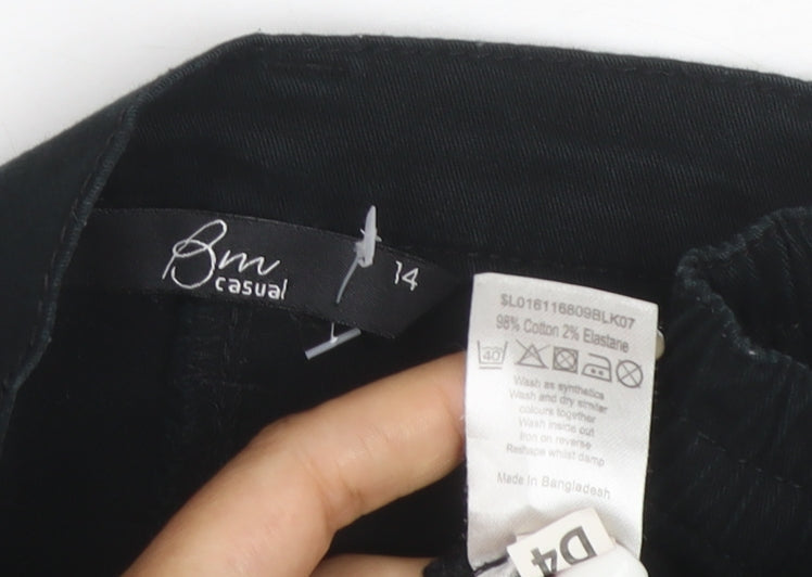 BM Casual Womens Black Cropped Stretch Jeans Size 14