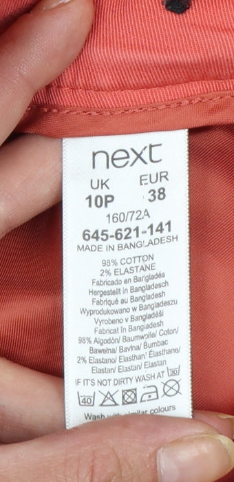 Next Petite Orange Cropped Slim Trousers Women’s Size 10P Cotton Blend