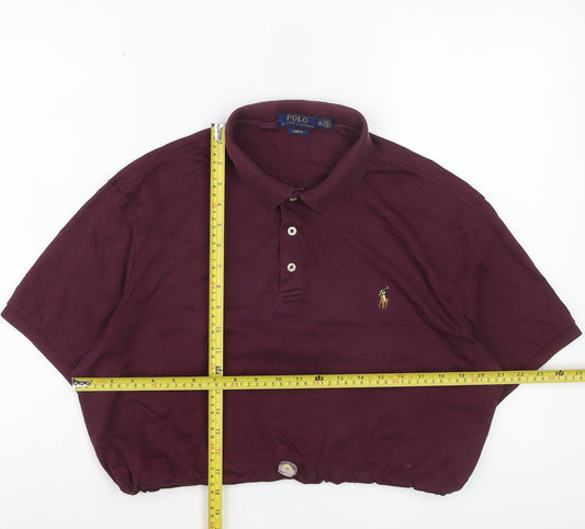 Ralph Lauren Women's Purple 2XL Slim Fit Cropped Polo Shirt