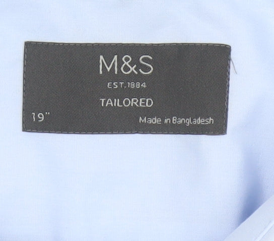 Marks and Spencer Men's Sky Blue Tailored Fit Dress Shirt 19in