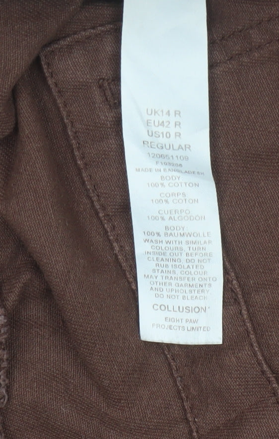 Collusion Womens Brown Cargo Trousers Size 14 Regular Cotton