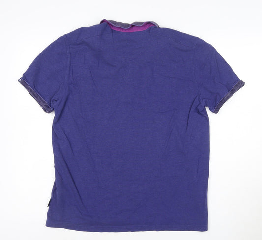 Ted Baker London Men's Blue Short Sleeve Polo Shirt Size L Cotton Blend