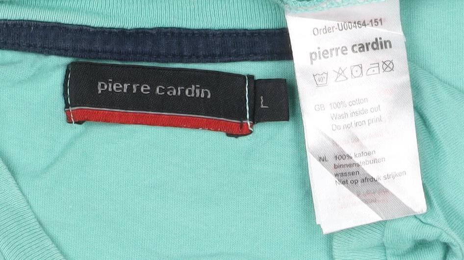 Pierre Cardin Men's Green Sleeveless Cotton Crew Neck T-Shirt Size L